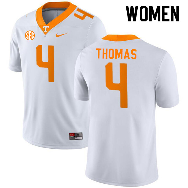 Women #4 Jourdan Thomas Tennessee Volunteers College Football Jerseys Stitched-White